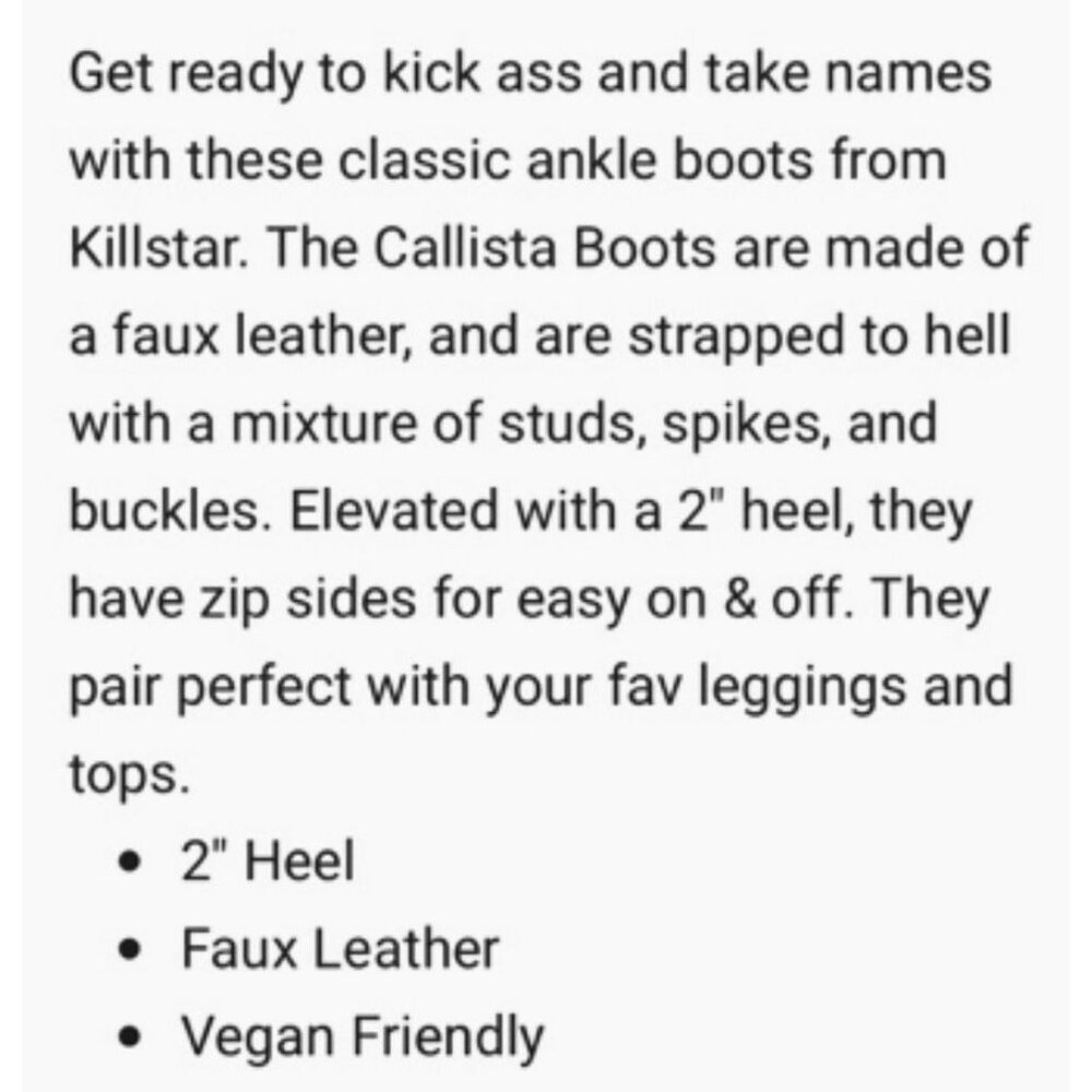 [SOLD on Depop] KILLSTAR "Callista" Ankle Boots - Sz 8 - Western/Biker/Grunge - Picture 9 of 9